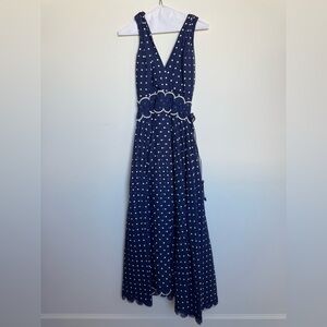 Vintage Chic Navy Polka Dot Maxi Dress